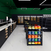 Comptoir de caisse moderne pour magasin de proximité avec étagère de présentation, unité d'étagérage gondole pour supermarché
