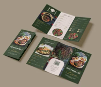 Menu de plats à emporter personnalisé, dépliant imprimé, brochure tri-pliée avec papier offset et carton pour la publicité des restaurants