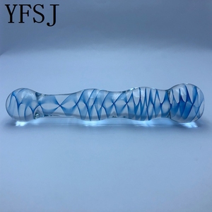 <span class=keywords><strong>Eis</strong></span>-Feuer-Design Borosilikatglas Transparenter Blauer Damen-Dildo Erwachsenen-Analplug Blumenmuster Umweltfreundlich Premium - Product Image 3