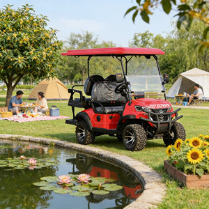 Vente directe usine – Voiturette de golf électrique 4 places 48V 5KW avec moteur AC, panneau solaire, longue autonomie, pneus tout-terrain de luxe, certifiée CE - Product Image 1