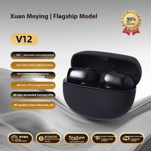 Écouteurs <span class=keywords><strong>sans</strong></span> <span class=keywords><strong>fil</strong></span> V12 à conception ouverte, intra-auriculaires, transparents, avec affichage LED, son stéréo véritable, Bluetooth, pour le sport et la course - Product Image 6