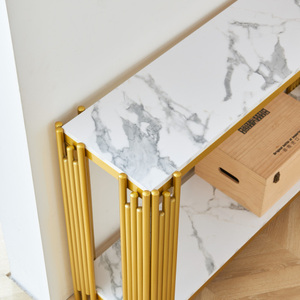 Console da tavolo decorativo in marmo a 2 piani collezione FCJ