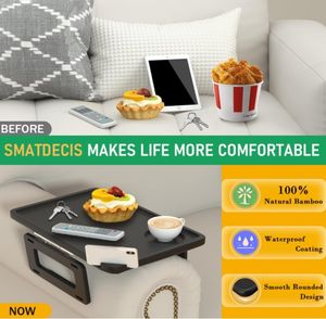 3-in-1 opvouwbare 360° draaibare bamboe houten bekerhouder & mobiele telefoonstandaard antislip woonkamer organizer draagbaar - Product Image 4