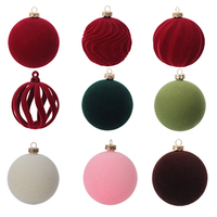 Ensemble de décorations pour sapin de Noël, boules en plastique floquées en velours, ornements suspendus pour la maison, les fêtes, les mariages