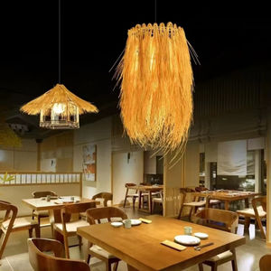 Candelabro tejido de bambú de Asia, lámpara de bambú de paja tejida de ratán creativa, Restaurante japonés Retro, restaurante con personalidad, arte de ratán - Product Image 3