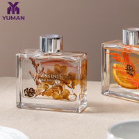 Diffuseur de parfum en verre sans BPA, personnalisé OEM, sans flamme, avec bâtonnets en rotin, fleurs séchées, huiles essentielles, pour usage hôtelier 1 mois, vente en gros, Diwali