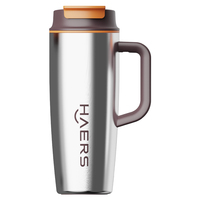 Gobelet isotherme réutilisable avec poignée et paille, en acier inoxydable écologique, tasse à café sous vide