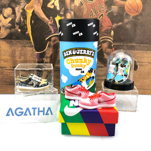 Gói thiết lập thu nhỏ PVC bán buôn thiết kế Ben Jerry Móc chìa khóa vòng chìa khóa với hộp mini Giày keyrings Sneaker Keychain 3D Dunk - Product Image 6