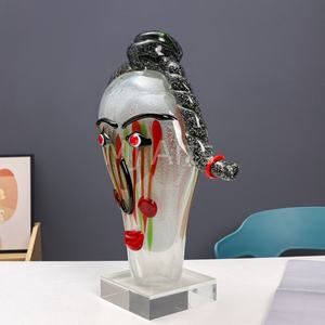 Grande statue abstraite de style <span class=keywords><strong>Picasso</strong></span>, artisanat en verre de Murano, décoration d'intérieur, art émaillé, vase tête visage, soufflé, ornements créatifs, assiette - Product Image 5