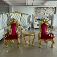 Sillón Individual de Lujo Rojo Dorado, Respaldo Alto, Clásico, para Banquetes, Bodas, Trono Real, Silla de Rey y Reina