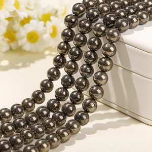Venta al por mayor DIY facetado cuentas de piedras preciosas de 3-16MM tamaño de selección <span class=keywords><strong>jaspe</strong></span> Natural cuentas redondas de pirita para la fabricación de joyas - Product Image 2