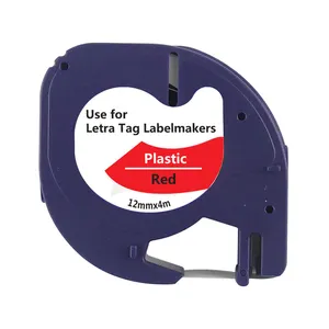 Compatibile dymo letratag 91203 12 millimetri label maker nastro adesivo nero su rosso 91203/91333/91223/59424 S0721630 etichette nastro