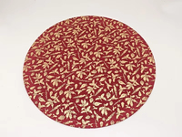 Magnifique set de table rond en jute rouge, résistant à la chaleur, écologique, 38 cm, motif flocon de neige doré, pour Noël, décoration chaleureuse, fête, table à manger