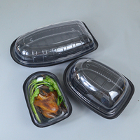 Barquettes jetables ovales en PP/OPS de qualité alimentaire avec couvercles, sans poignée, compatibles micro-ondes, pour nouilles entières et chewing-gum