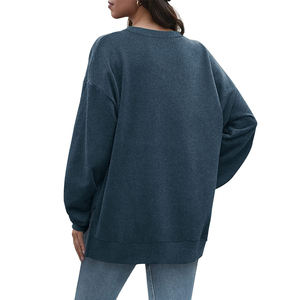 Sudadera Holgada con Cuello Redondo y Hombros Caídos para Mujer, Estilo Casual Urbano, Color Sólido, Tallas Grandes - Product Image 6