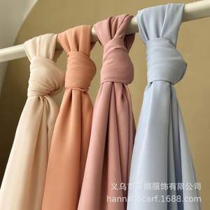 2022定制供应商伊斯兰马来西亚韩国雪纺头巾围巾披肩穆斯林高级厚雪纺围巾麦地那真丝头巾 - Product Image 4