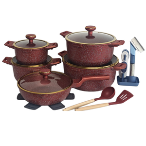 <span class=keywords><strong>Kit</strong></span> d'ustensiles de cuisine essentiels pour la maison, 21 pièces, casseroles et poêles en aluminium antiadhésif marbré avec ustensiles de cuisson en bakélite résistants à la chaleur - Product Image 1