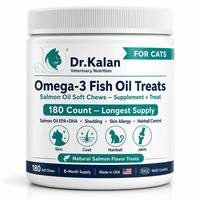 Dr.Kalan 180ct Omega 3 EPA DHA Huile de saumon pour la santé de la peau, du pelage, des reins et du cœur, OEM, marque privée, NSF, CGMP, friandises molles pour chats