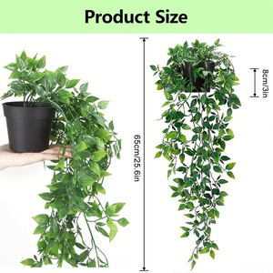 Plante suspendue artificielle Huisen, décoration murale intérieure en plastique, petite plante verte en pot - Product Image 3