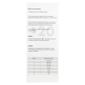 Boletos de Lotería con Números Ganadores Personalizados, Impresión Digital, Estampado en Caliente y con Lámina - Product Image 4