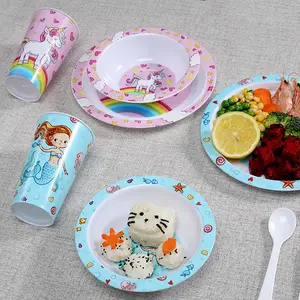 Dessin animé personnalisé couleur impression PP alimentation plats enfants bol assiette dîner ensemble vaisselle pour enfants