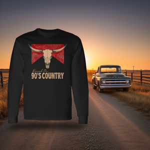 T-shirt vintage à manches longues avec crâne de taureau occidental sur le thème de la musique country des années 90 - Product Image 3