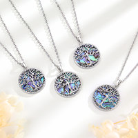Collier pendentif Arbre de Vie Merryshine en laiton avec nacre et coquille d'ormeau, bijoux gothiques pour femme