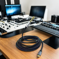 Câble audio stéréo USB C vers TRS 6.35mm Adaptateur audio USB Type-C vers 1/4 "Jack auxiliaire Cordon stéréo Connecteur plaqué or Nylon tressé