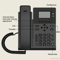 Teléfono IP Empresarial KS30 con Doble Cuenta VoIP, Pantalla LCD Retroiluminada de 2.3 Pulgadas, Voz HD, Escritorio, OEM, ODM, Fábrica, Sistema Operativo Linux, Protocolo SIP