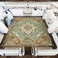 Tapis fait main en polyester à motif floral moderne, à poils longs, lavable, confortable et respirant, tufté à la main pour chambre et salon