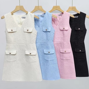 Vestidos Midi de Punto de Poliéster sin Mangas con Cintura Natural y Ajuste Delgado, Estilo Francés, de Alta Gama, Personalizados al por Mayor OEM/ODM - Product Image 1