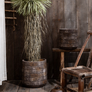 Style moderne écorce de vent soyeuse texturé <span class=keywords><strong>grand</strong></span> <span class=keywords><strong>Pot</strong></span> de fleur trous inférieurs jardinage extérieur café plantes vertes paradis des oiseaux <span class=keywords><strong>citronnier</strong></span> - Product Image 2