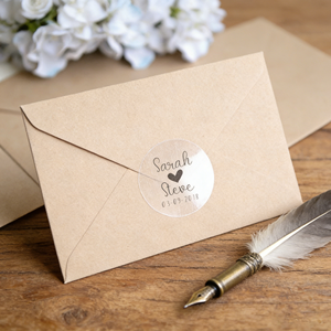 Autocollants transparents personnalisés pour invitations <span class=keywords><strong>de</strong></span> <span class=keywords><strong>mariage</strong></span> avec nom et date - Product Image 6