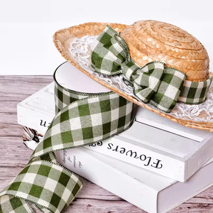 Лента из льняной ткани в клетку с проволочным краем, <span class=keywords><strong>2</strong></span>,5 дюйма x 10 ярдов, оптом, на заказ, для рождественского декора дома, отеля, для использования внутри и снаружи помещений, для рукоделия, упаковки подарков - Product Image 5