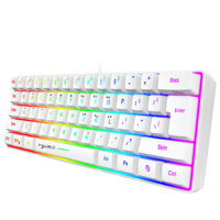 Teclado Gaming HXSJ de 61 Teclas, 60%, RGB, Mini, Blanco, de Alta Calidad, Ergonómico, Duradero, Cable USB de 1.7m, Anti-Ghosting, para Laptop, Regalo, Nuevo