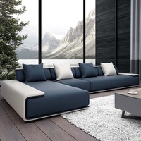 Canapé Modulaire d'Angle Moderne de Luxe en Tissu Velours pour Salon, Sectionnel en Lin avec Fauteuil Inclinable