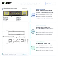 Multiprise métallique robuste BAREP homologuée CUL avec 6 prises, lumière de travail LED et 3 ports USB-A+C pour atelier, établi ou montage mural
