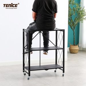 Tenice 5-Tier Foldable <strong>Standing</strong> <strong>Shelf</strong> <strong>Units</strong> ,Expandable &amp; Adjustable Storage Rack, Metal Heavy Duty Storage <strong>Shelf</strong> with Wheels - Product Image 4
