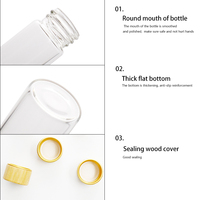 Conteneur de stockage de café en verre personnalisé de 22 mm de diamètre, tube en verre, bouteille pour fleurs, thé, capsules, avec bouchon en bambou à vis