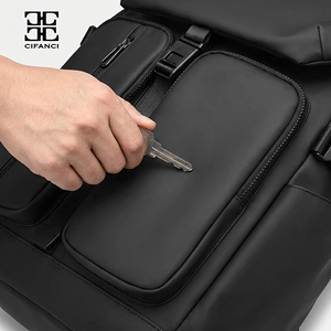 Mochila para ordenador portátil Unisex informal con logotipo personalizado de gran capacidad, mochilas escolares deportivas de moda impermeables con cremallera de cuero PU - Product Image 5