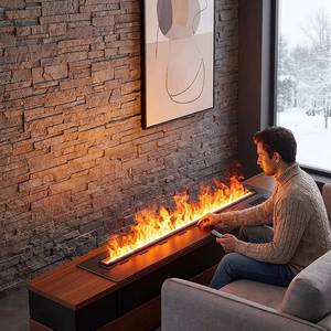 Chimenea de Vapor de Agua 3D con Cambio de Color RGB, Llama Artificial Lineal con Luz Multicolor para Decoración Moderna del Hogar - Product Image 5