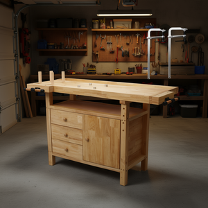 Banco de trabajo de madera de 16 pulgadas x 4-3/4 pulgadas de ancho con juego de abrazaderas de barra para garaje, taller, banco de carpintería doméstico - Product Image 2