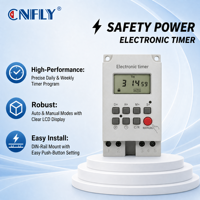 CNFLY KG316T-II Mini Timer Digital Terprogram untuk Rel Din 220VAC 30A Layar LCD Bersertifikasi CE untuk Otomatisasi Rumah