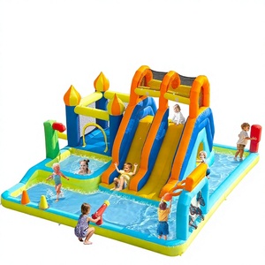 Structure gonflable commerciale en PVC avec toboggan aquatique, piscine et mur d'escalade pour événements extérieurs - Product Image 3