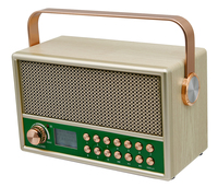 Stilvolles Retro-Küchenradio mit neuem Design, FM-Band, wiederaufladbarem Akku, Wecker und Lautsprecher, Holzradio