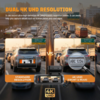 Caméra de tableau de bord Podofo 4K+4K à double objectif, moniteur de rétroviseur de voiture 3,19'', enregistrement en boucle, vision nocturne, WIFI, GPS, enregistreur de boîte noire de voiture ODM