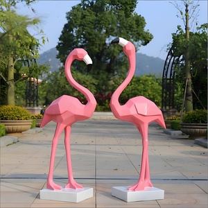 Statue <span class=keywords><strong>de</strong></span> Flamant Rose en Résine et Fibre <span class=keywords><strong>de</strong></span> Verre, Artisanat d'Art Populaire Moderne Personnalisé, Sculpture Animale Décorative, Art Déco Extérieur Surdimensionné Personnalisé - Product Image 5