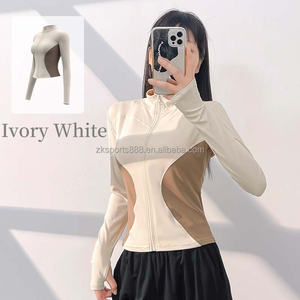 Ventes directes d'usine bas prix haute qualité personnalisé vêtements de sport de fitness pour femmes veste à manches longues serré course haut de yoga - Product Image 2