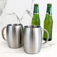 XACIOA Chopes à bière en acier inoxydable 304 avec couvercle, double paroi isolée sous vide, 350 ml/12 oz, écologiques, antidérapantes, anti-déversement, sans BPA