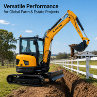 Livraison Gratuite Mini-Excavatrice 3,5 Tonnes 1,8 Tonnes Mini-Pelle avec Cabine Fermée Moteur Kubota Minibagger 1,8T Excavatrice Agricole avec Souffleuse à Neige